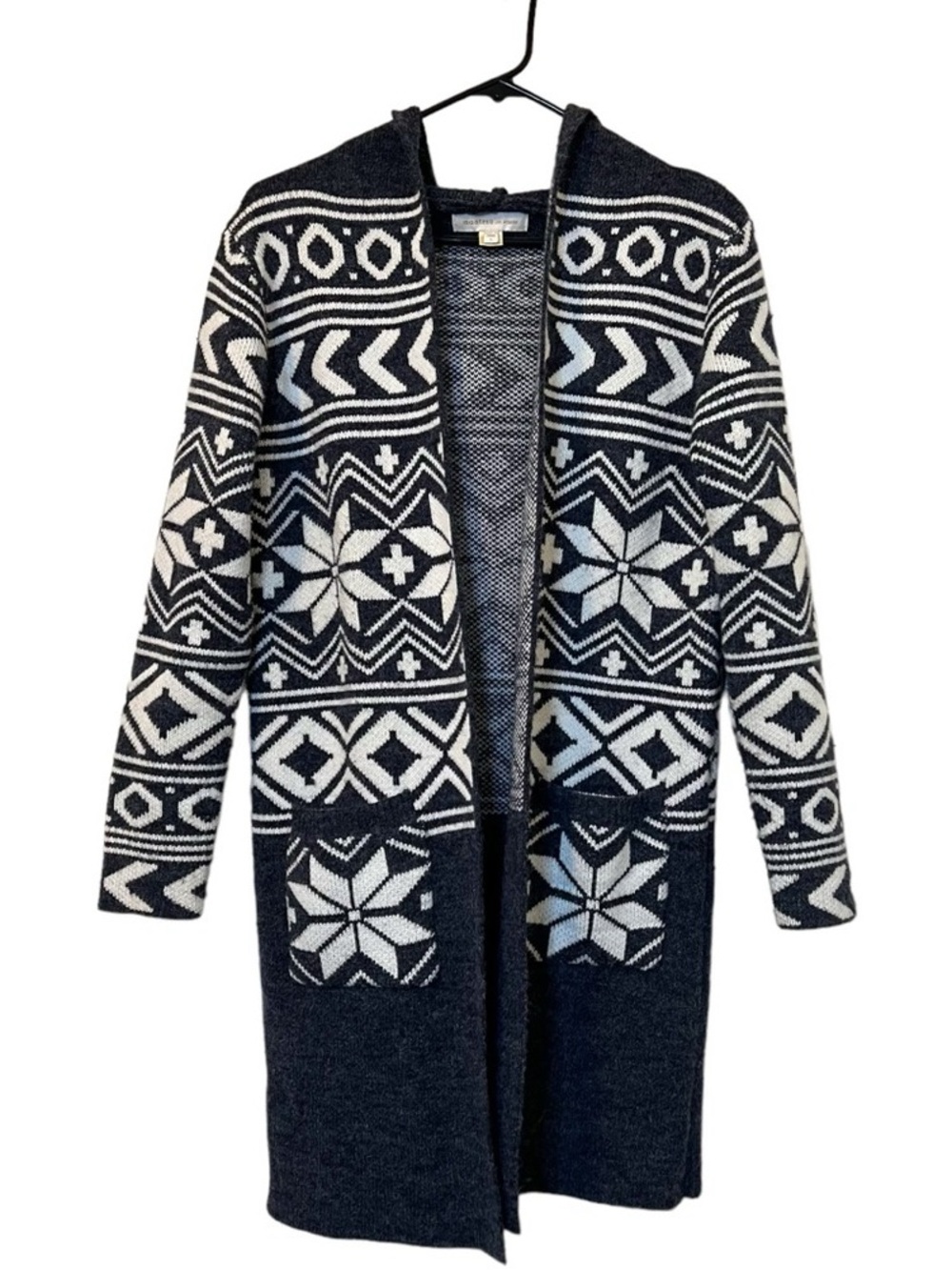 Monteau Los Angeles Long Sleeve Open Hooded Cardigan W Pockets Size M
